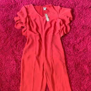 NWT Chico’s Coral Jumpsuit w ruffle sleeve